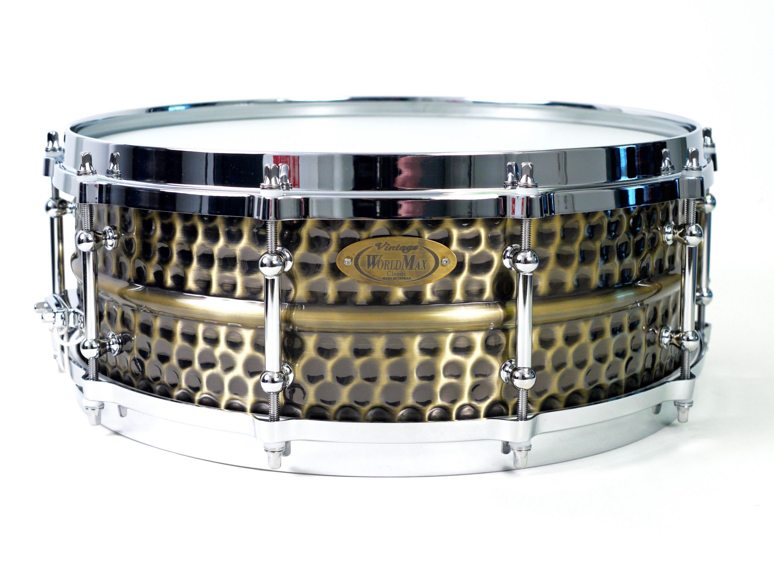 Worldmax 14″ x 5″ Brass Nickel Hammered Snare Drum – Chrome Hardware – BR  Distribution