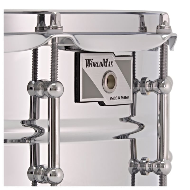 Worldmax 14" X 5.5" 1mm Beaded Steel Snare Drum - Chrome Hardware - Image 2
