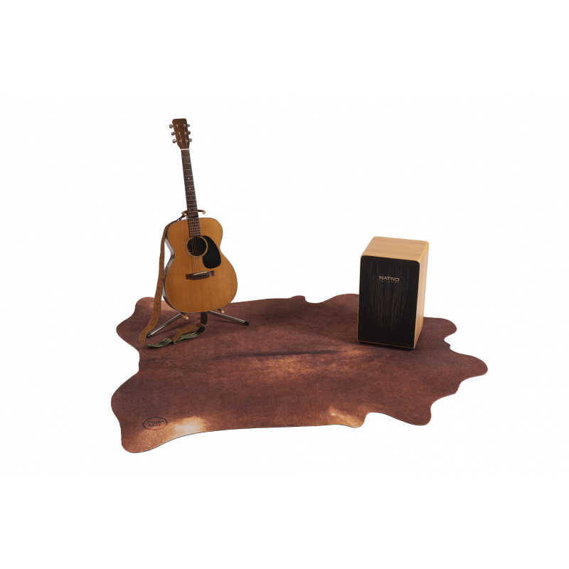 DRUMnBASE Vegan Cow Print Drum Rug - Red/Brown - 185 x160cm - Image 4