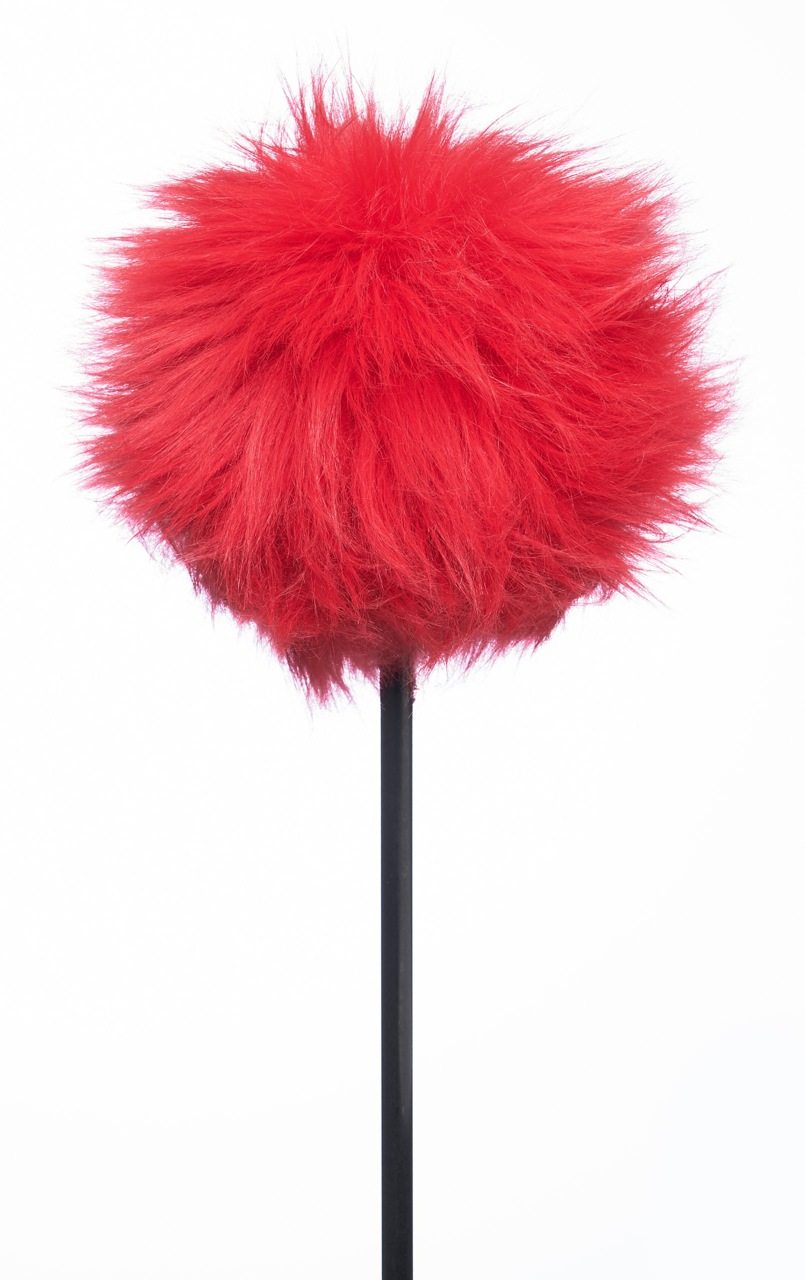 209RED_300 Danmar Furry Kick Beater, Red, Black Shaft, 8.5" Total length - Image 1