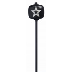 Danmar Black Wood Ball Bass Drum Beater, Black Shaft - Silver Star, 8" Total length