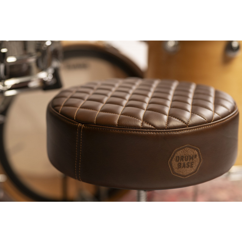 DRUMnBASE Full Grain Leather Drum Throne - Brown (Top Only) - Image 3
