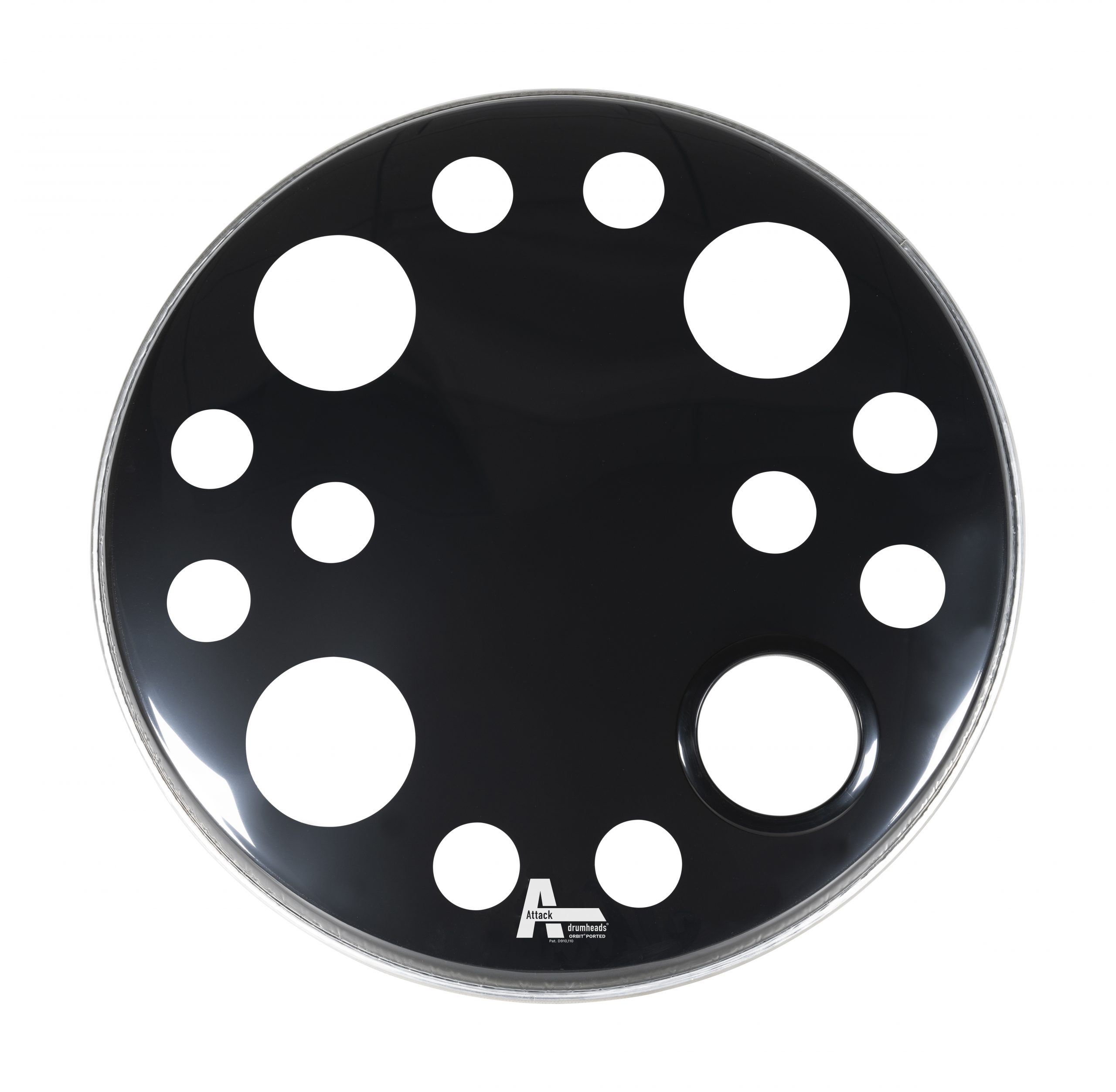 ORBIT2-22P Attack 22" Orbit 2Ply Black Resonant Ported Bass Drum Head - Image 1